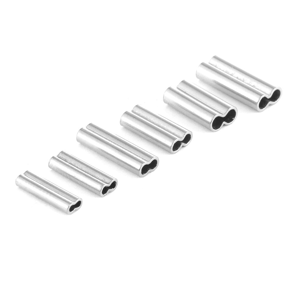 100 Pcs Stainless Steel Double Oval Copper Pipe Durable Fishing Line Crimping Sleeves Tube Connector Wire Tube Fishing Tackles