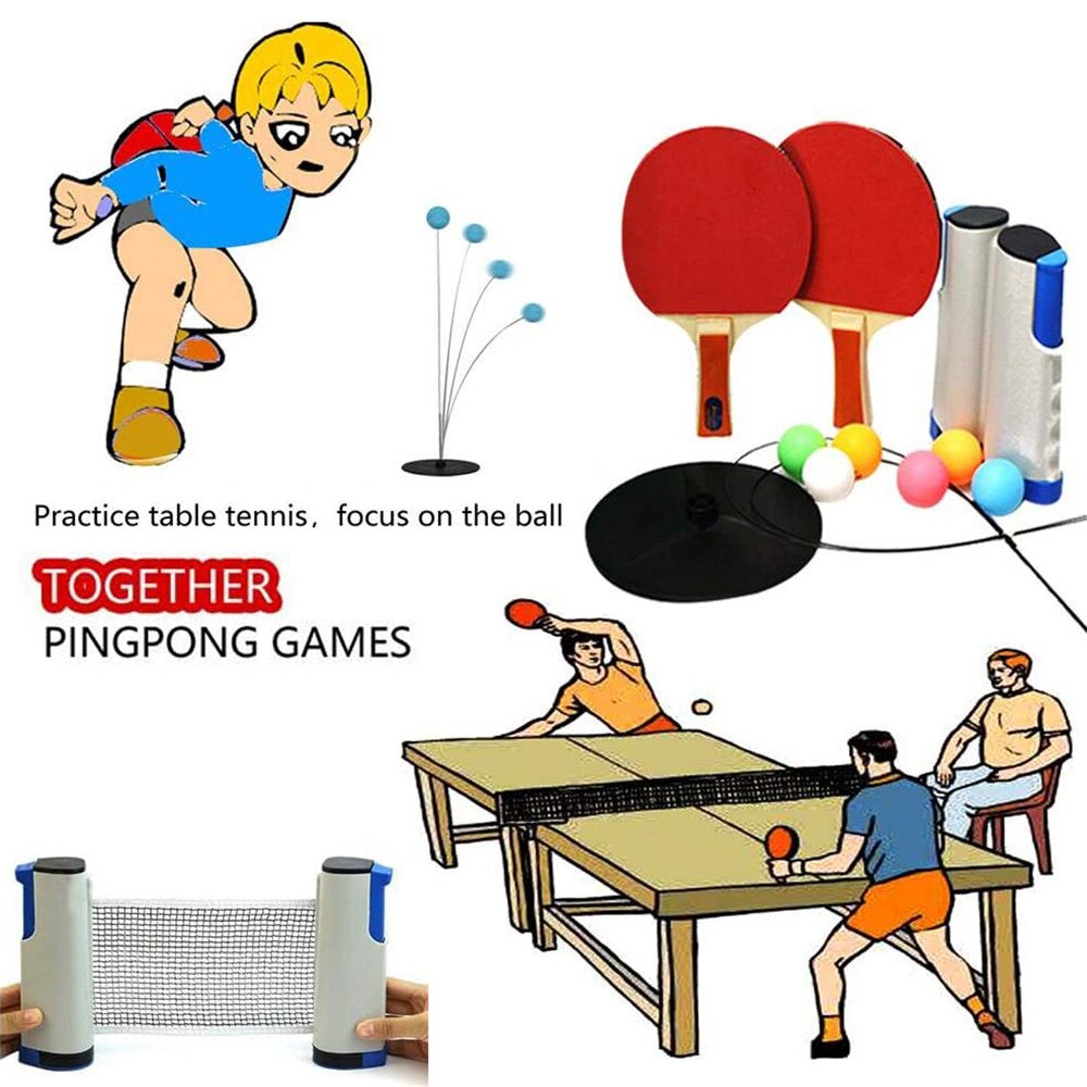 Table Tennis Training Device Children Adult Table Tennis Net Anti-Myopia Table Tennis Set Equipment Body Fitness Strength Tools