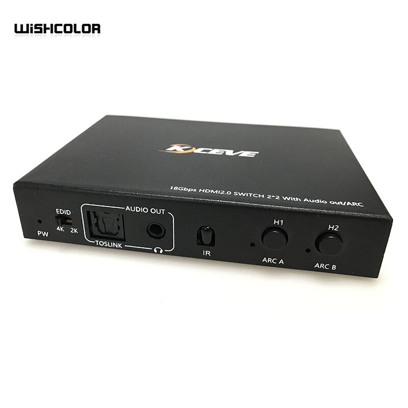 Wishcolor KC-HDA202A HDMI Audio Splitter 2 In 2 Out 18Gbps HDMI2.0 Switch 2*2 With Audio Out/ARC