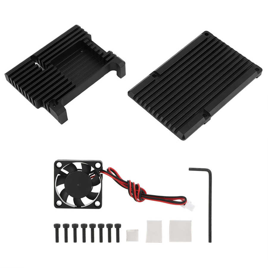 Aluminum Alloy Case Cooling Shell with Fan Compatible for 4 Model B