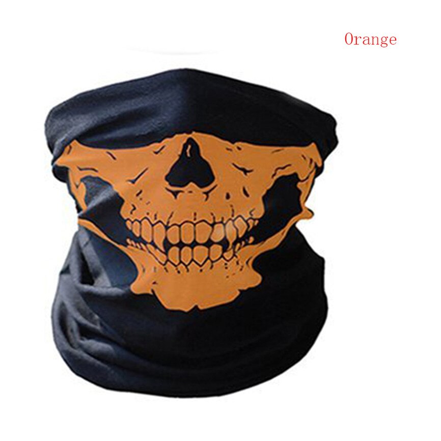 Máscaras calavera Festival esqueleto bicicleta mágica esquí calavera medio rostro máscara bufanda de fantasma multiuso cuello fantasma media máscara Nov #1: Orange