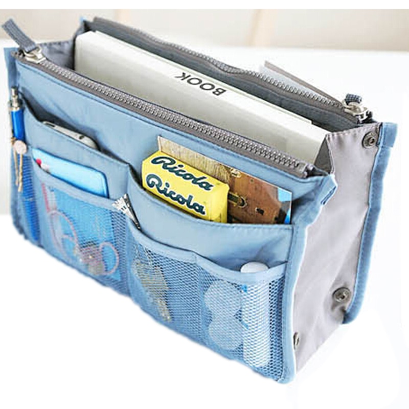 Organizer Insert Bag Women Nylon Travel Insert Organizer Handbag Purse Large Liner Lady Makeup Cosmetic Bag Female Tote