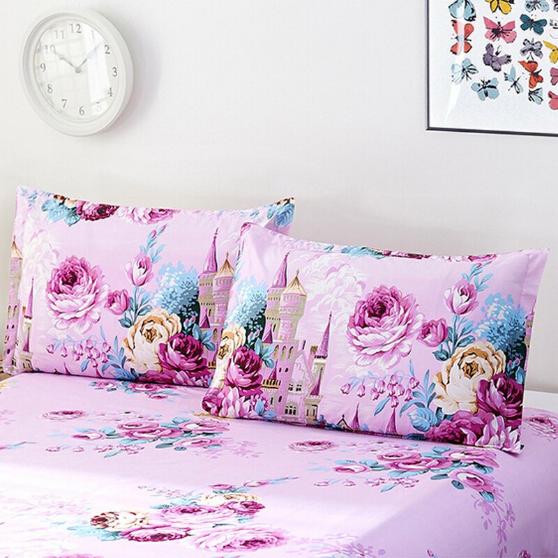 Soft Comfortable Fitted Sheet Floral Printed Bed Sheet Cover Home Textile