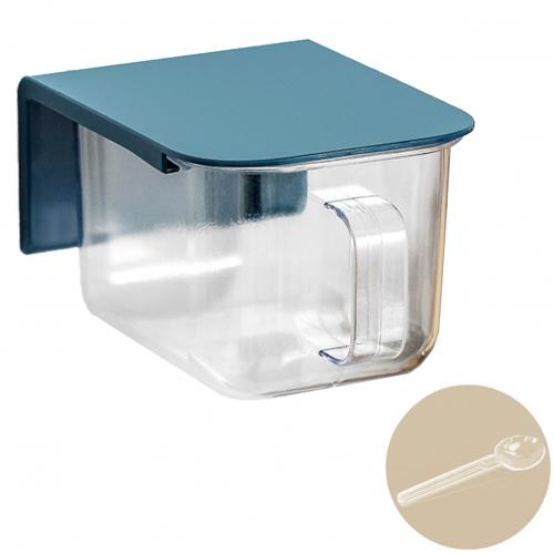 1 Grid Spoon Rack Kitchen Container With Lid Seasoning Box Herb Spices Storage Container Cooking Seasoning With Desk Handle: Dark Blue