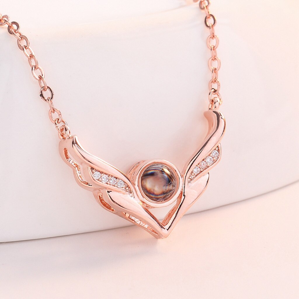 Ketting Voor Vrouwen Bijouterie 100 Talen I Love U Valentijnsdag Aanwezig Geheugen Projectie Ketting Sieraden Цепочка: Rose Gold