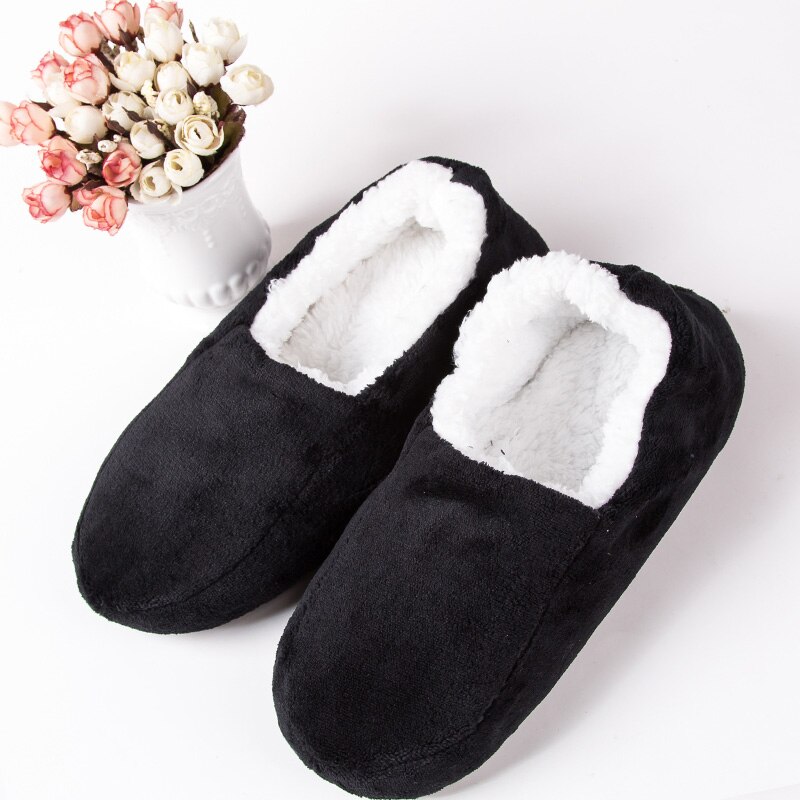 Zapatillas de casa de felpa para mujer, zapatos de aislamiento suave, cálidos, de interior, talla grande 48, Invierno: black1 / 8