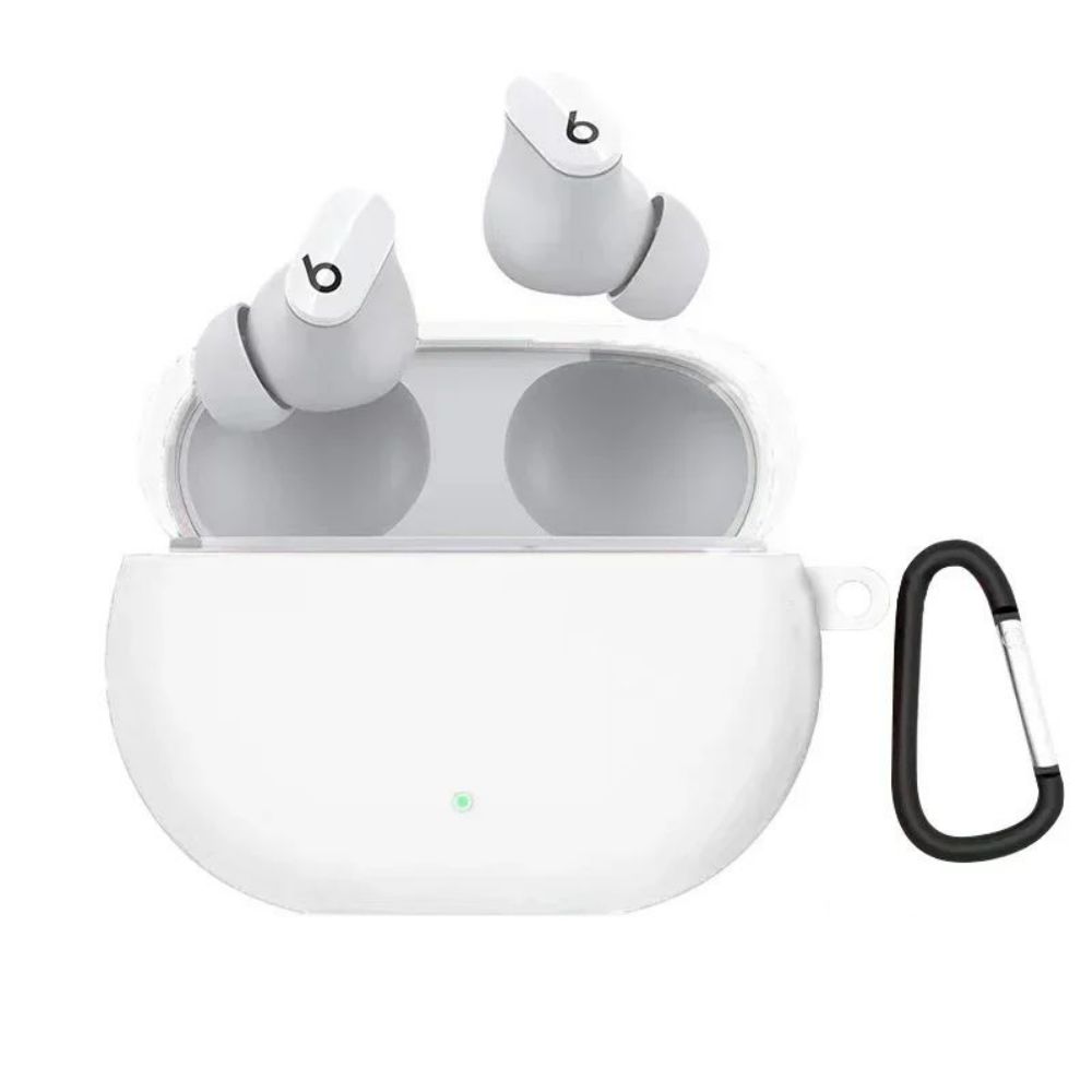 For Beats Studio Buds Case Soft Silicone Case for APPLE Beats Studio Buds Case Cover Waterproof Protective Funda With Kaychain: Snow