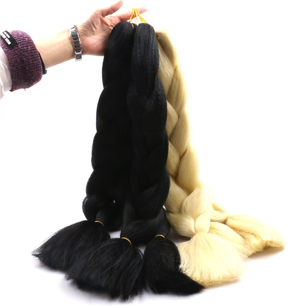 Pelo trenzado Jumbo de ganchillo sintético de baja temperatura, fibra sintética ignífuga para trenzas de fibra en caja, extensiones de cabello 100g
