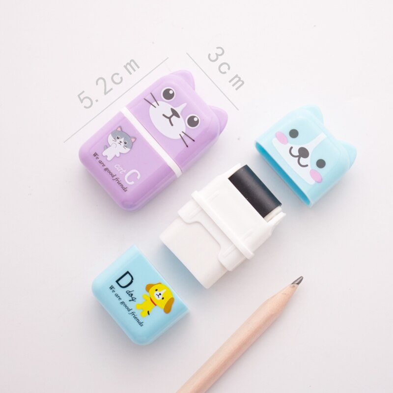 1pc Roller Eraser Cute Cartoon Rubber Kawaii Students Stationery Kids School Office Correction Supplies