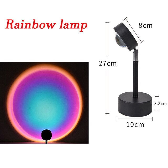 Usb Knop Regenboog Zonsondergang Projector Lamp Sfeer Led Nachtlampje Thuis Coffe Winkel Achtergrond Muur Home Decoratie Kleur Lamp: C