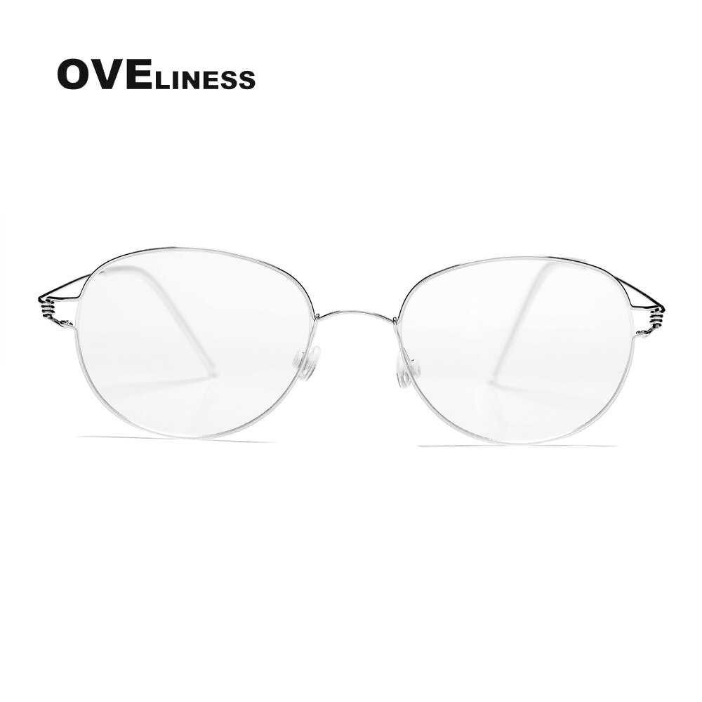 Titanium eyeglasses frames Round eye glasses frame men women Retro Optical Myopia Prescription glasses Korean Spectacles eyewear: silver