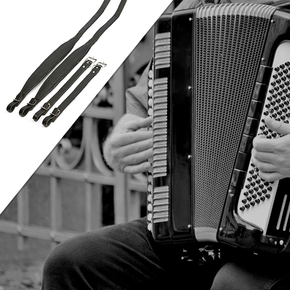 Un par de correas ajustables para hombro de acordeón de cuero sintético cinturón para Acordeones de graves 16-120 piezas de instrumentos musicales