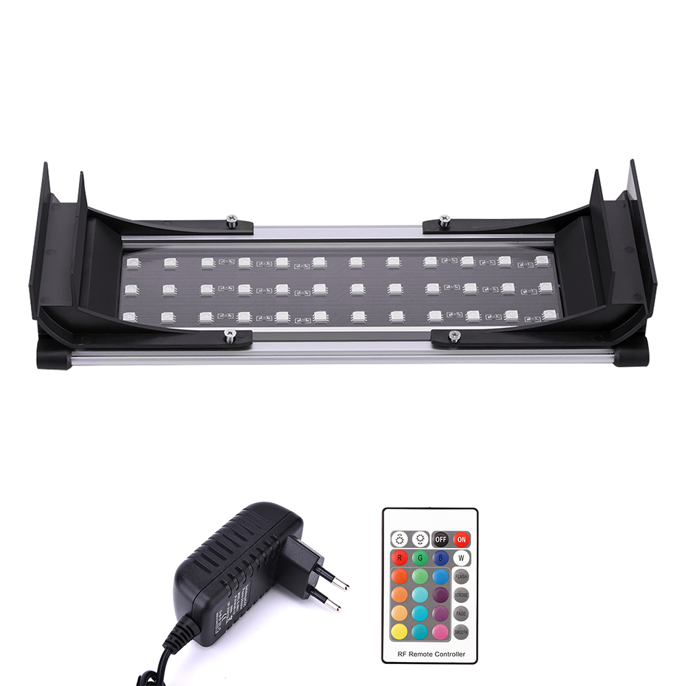 US UK EU AU Kleurrijke LED Licht Uitschuifbare Aquarium Licht LED Aquarium Licht Afstandsbediening Aquarium LED Lamp 5050 SMD RGB: EU Plug-36LEDs