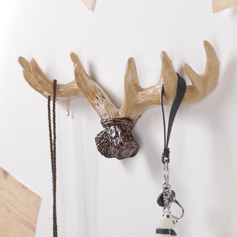 Colgador de pared con forma de cuerno de ciervo, estilo Retro europeo, , para colgar ropa, bufanda, almacenamiento de llaves, organizador, decoración del hogar