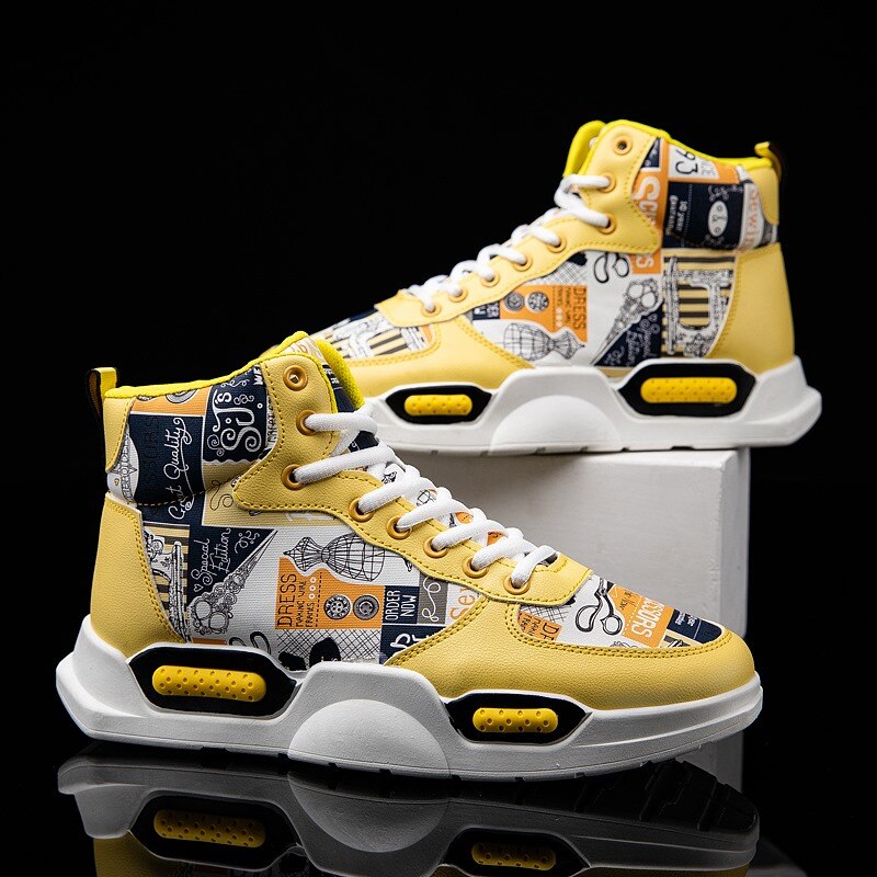 AIZHETU Chaussures Pour Hommes d'été Imprimé Graffiti chaussures Montantes Chaussures Étudiant Décontracté Chaussures De Sport