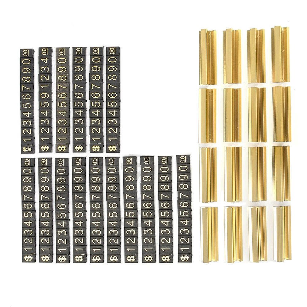 16 Sets Golden Number Letter with Base Adjustable Price Display Stand Tag Label Sets of Number Labels
