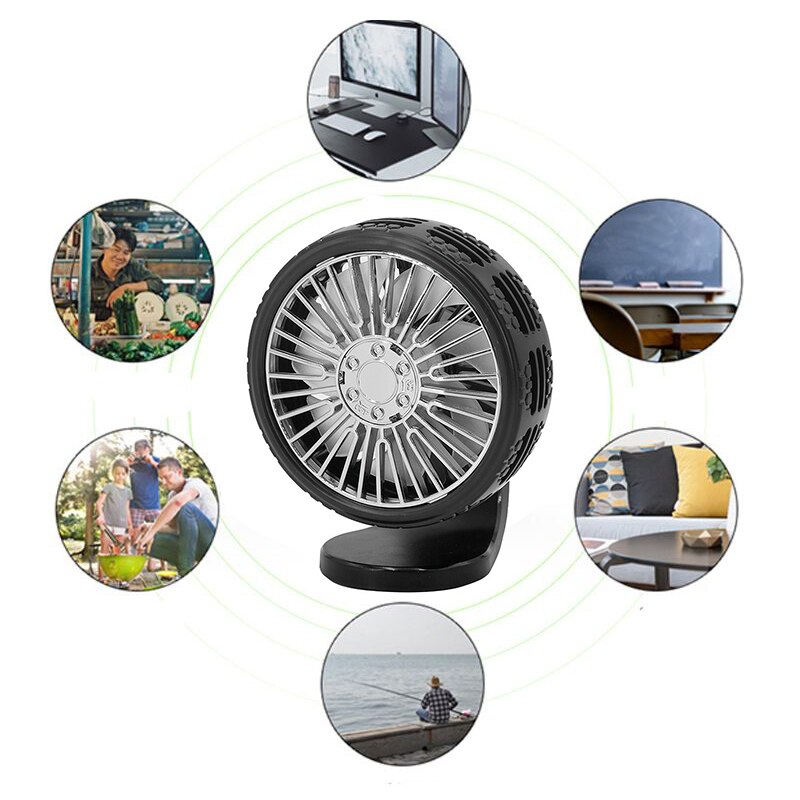 Ventilador USB Universal de coche de bajo ruido para ventilación de aire montado ventilador de refrigeración enfriador de coche verano negro
