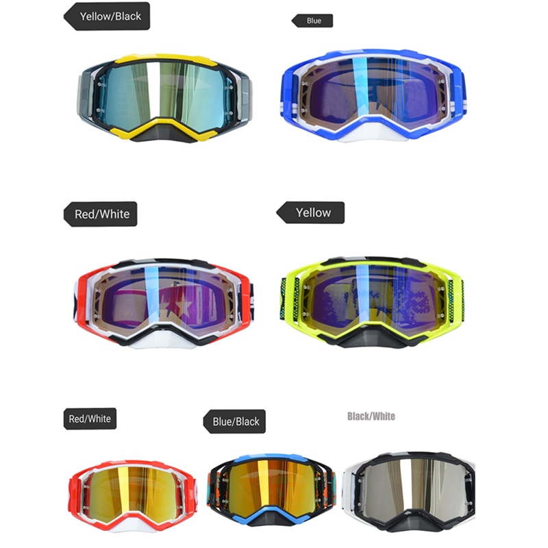 Mototorcycle Goggles Dirtbike Sunglasses Motocross Outdoor Sports Off-Road E-Bike ATV MTB Fits Men Women&#39;s Helmet Glasses 1Pair