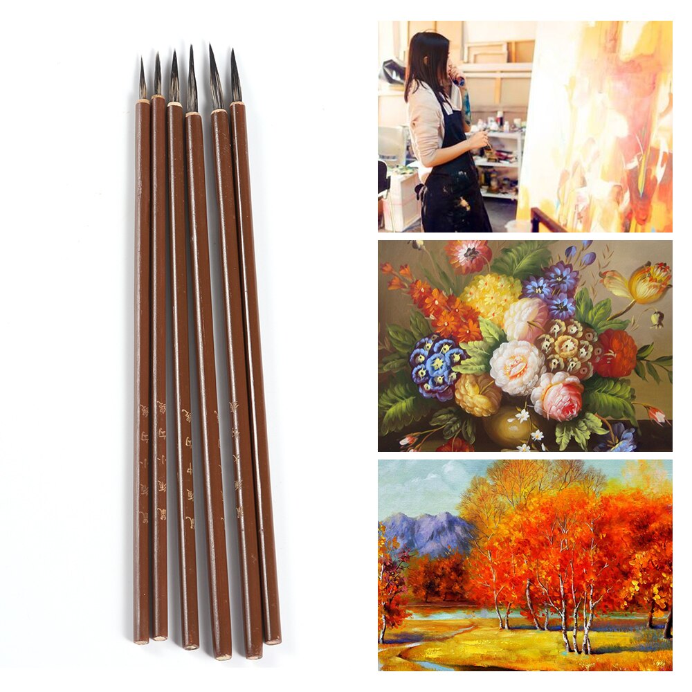 1/3 Uds pelo de Nylon bambú eje pintura gancho línea pluma acuarela dibujo pincel caligrafía accesorio pintura arte suministros