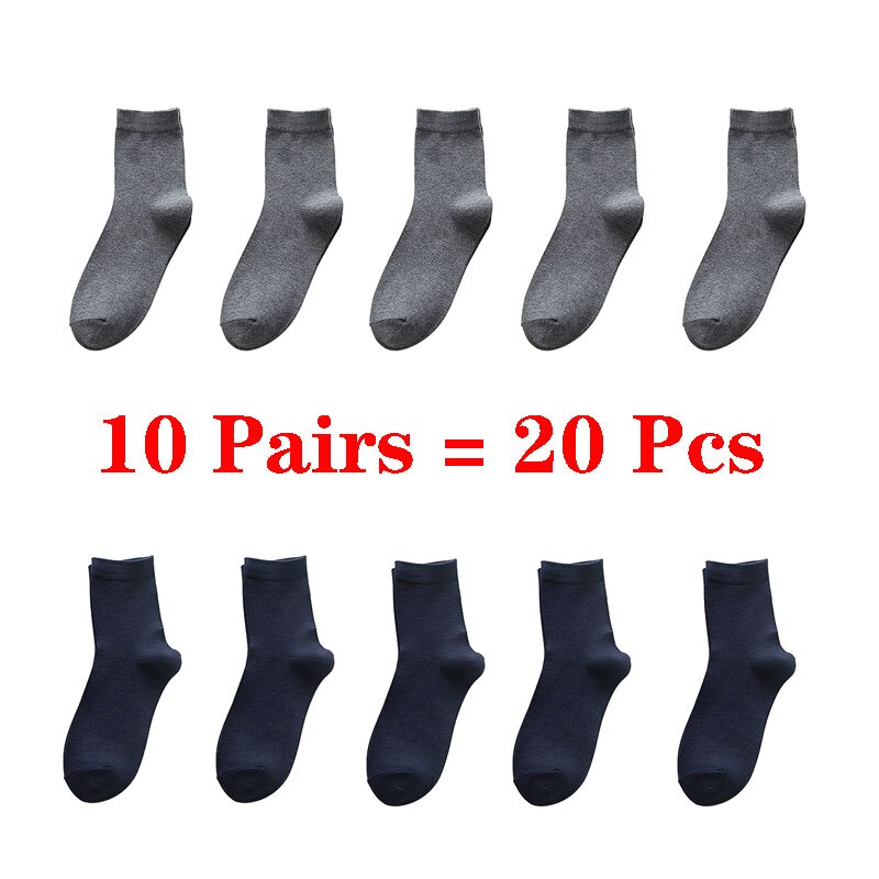 10 par= 20 stk business casual bomuld hvide sokker mænd forår efterår vinter ensfarvede crew sokker mandlige åndbare strømper meias: 15