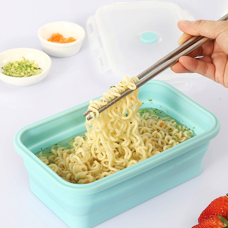 Hotsale Lunch Box Bento Retractable Foldable Fresh-Keeping Bowl Silicone Folding Lunch Boxes Set Container with Lid