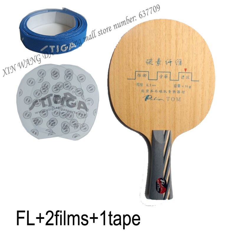 Palio TOM table tennis blade 5 pure wood+ 4 carbon fast attack with loop good in control suit for player ping pon: TOM FL film