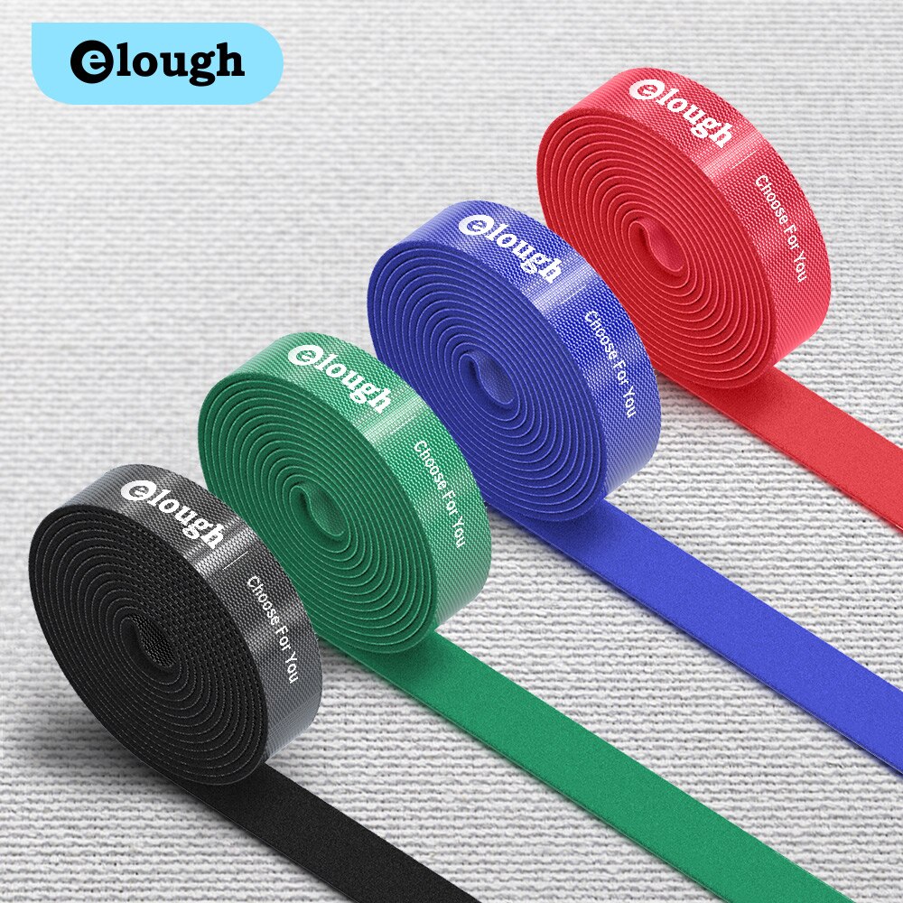 Elough Velcro Cable Organizer Self Adhesive Fastener Tape USB Cable Winder nylon Reusable Strong Hooks Loops Cable Tie Magic Tap