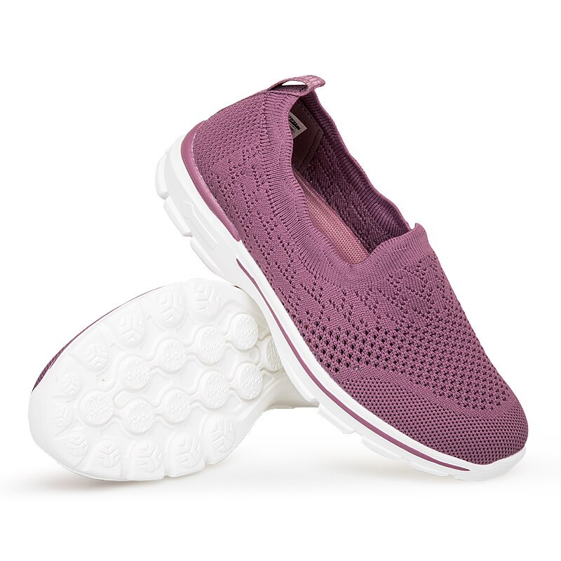 Breathable Summer Walking Shoes Women's Lightweight Sneakers Comfortable Street Jogging Shoes Mesh Running Flat Sneakers Female: Purple / 5