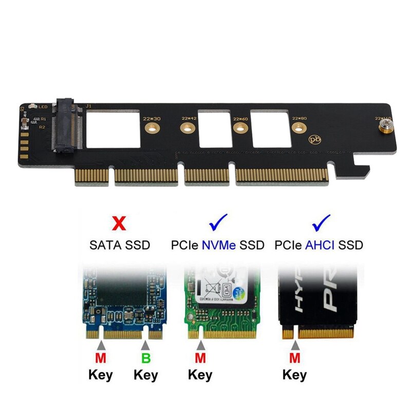 M.2 NVMe SSD NGFF a PCIE 3,0 X16 X4 tarjeta de adaptador M clave NVME AHCI SSD para 110mm 80mm SSD adaptador