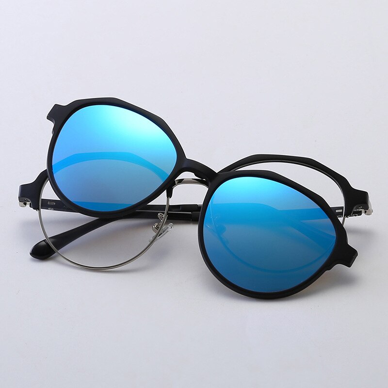 2 In 1 Magnet Clip On Optical Glasses Frame Men Polarized Sunglasses Myopia Degree Prescription Eyeglasses Frame TR90: 1