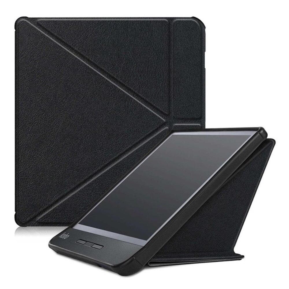 Folding Case Voor 7 "Rakuten Kobo Libra H2O E-Boeken Multi-Fold Pu Lederen Smart Flip Case cover Stand Voor Kobo Libra H2O + Film + Pen: Black