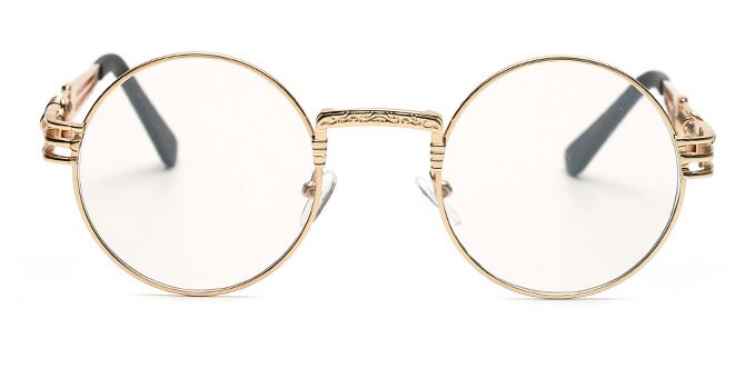 Peekaboo clear gold round frames eyeglasses for women vintage steampunk round glasses frames for men male nerd metal: gold