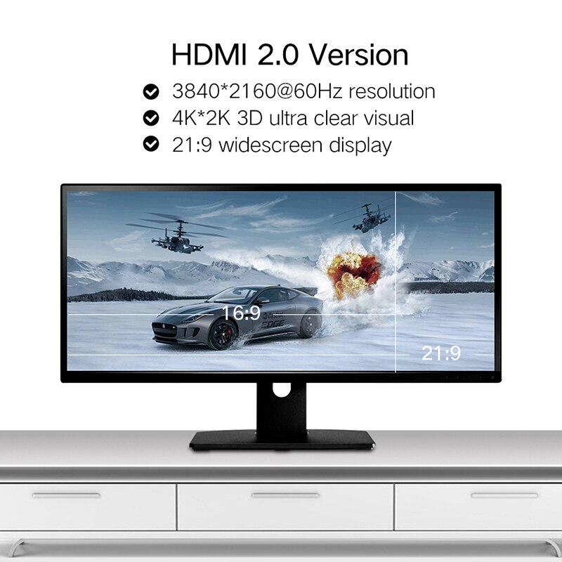 Lungfish Hdmi-Compatibele Kabel 2.0 4K 60Hz Extension Splitter Kabel Voor Tv Schakelaar Projector Laptop Kantoor Video