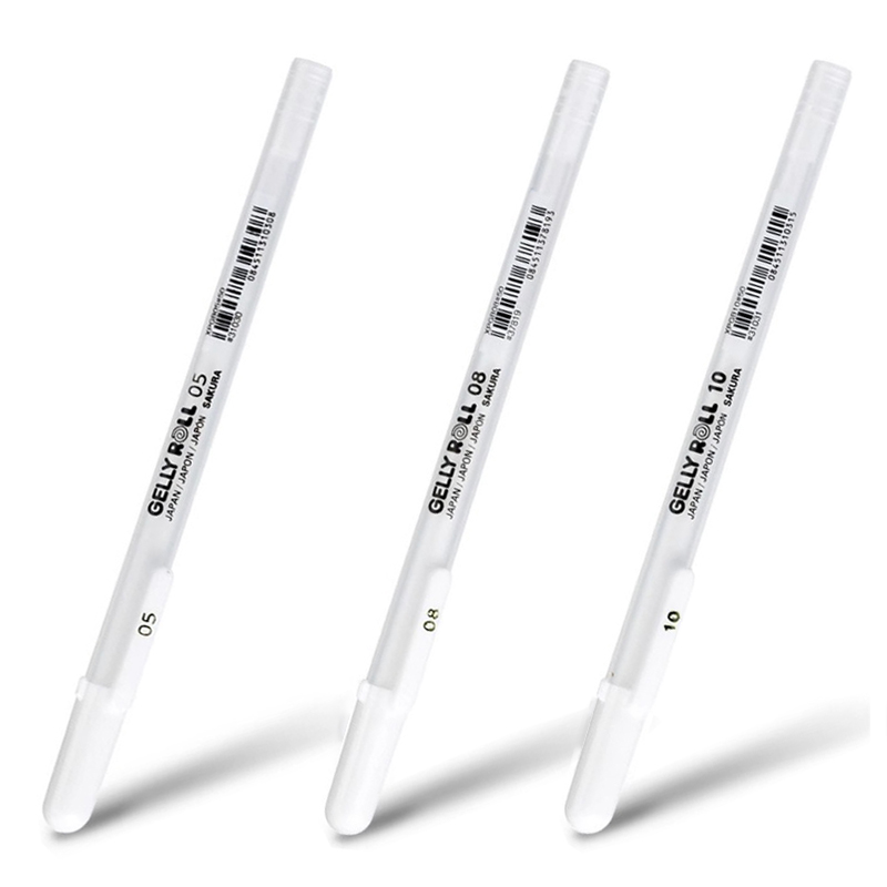 Penna gel bianca da 0,3/0,4/0,5 mm Penna Marke ad alta luminosità Penna per pittura artistica in cartone nero Penne a linea bianca Scrittura fluida