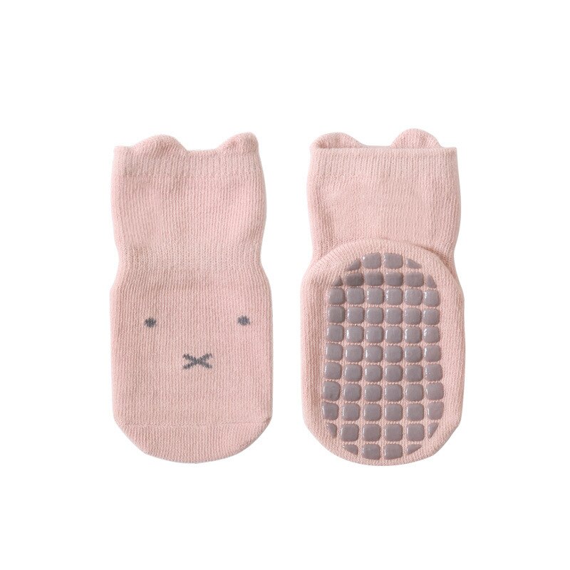 Nuovi calzini da pavimento per bambini autunno inverno calzini da bambino in cotone pettinato con animali da cartone animato rosa calzini per bambini antiscivolo per 0-5 anni: YS015 / L(3-5 Years Old)