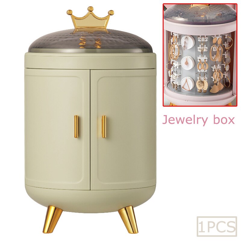Luxus Dreh Schmuck Lagerung Kasten Haushalt Ohrringe Halskette Anzeige Stand Hohe Kapazität retro Bildschirm Schmuck Organizer fallen: Grün Schmuck Kasten