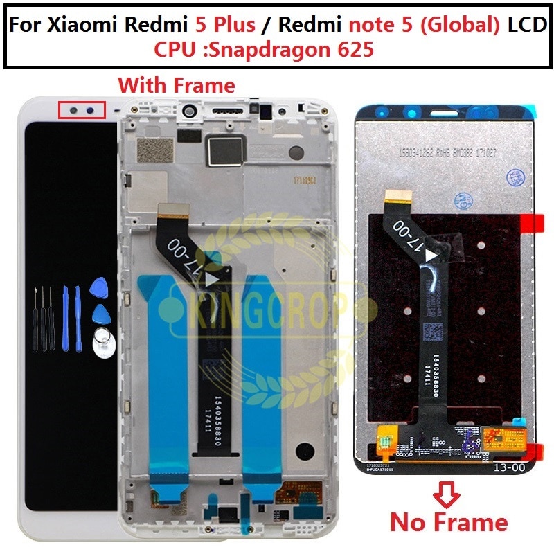 Pour Xiaomi Redmi 5 Plus L'affichage D'affichage À CRISTAUX LIQUIDES + Écran Tactile FHD 5 plus LCD Numériseur avec cadre pour Xiaomi Redmi 5 Plus D'AFFICHAGE À CRISTAUX LIQUIDES