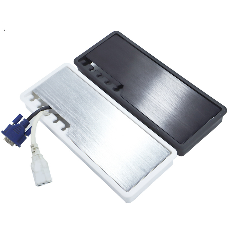 Rectangular Computer Desktop Line Hole Decorative Cover Aluminum Desk Outlet Wire Hole Cover Grommet Desk Cable Hole Cover