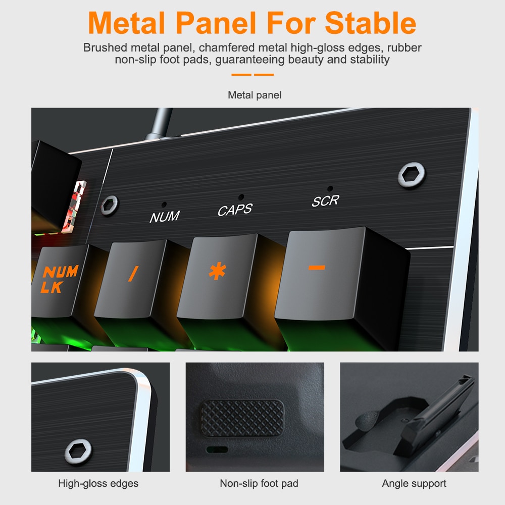 Mechanical Keyboard Wired Gaming Keyboard 104/87 Keycaps Russian Gamer Keyboard with Backlight RGB Key Board for Computer PC