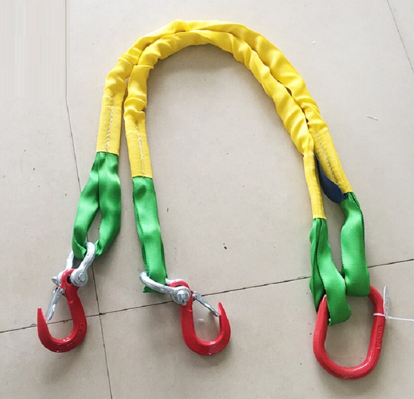 5Tonx1-3M two legs 2-hook soft round sling lifter complete set of assembly lifting sling towing rope