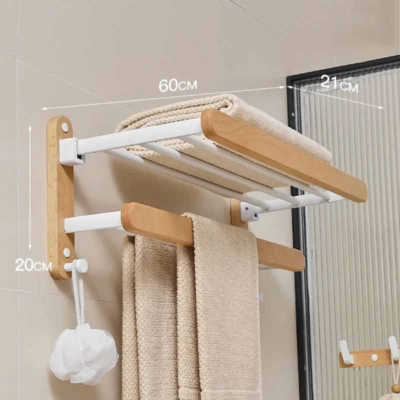Badezimmer-Handtuchhalter aus Holz, Badregal-einstellen, Dusch-Organizer-Regal, Zauberstab-Badewannenregal aus Holz, Eckregal für Waschraum, Haartrocknerhalter