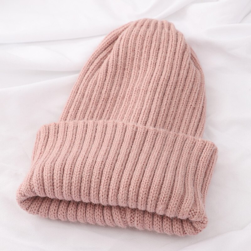 Kvinder vinter varm hue uld strik hue hatte kvinde hue behagelig bomulds kasket slouchy beanie hække kasket flere farver: Lyserød -1