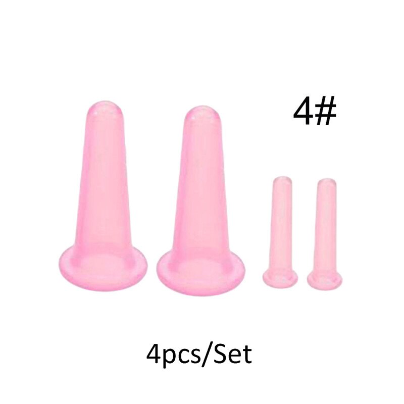 4 Stuks Siliconen Cupping Cup Vacuüm Gezicht Massage Cup Gezicht Lichaam Cupping Zuignappen Facial Been Arm Ontspanning Gezondheidszorg tool: 4Pcs Pink