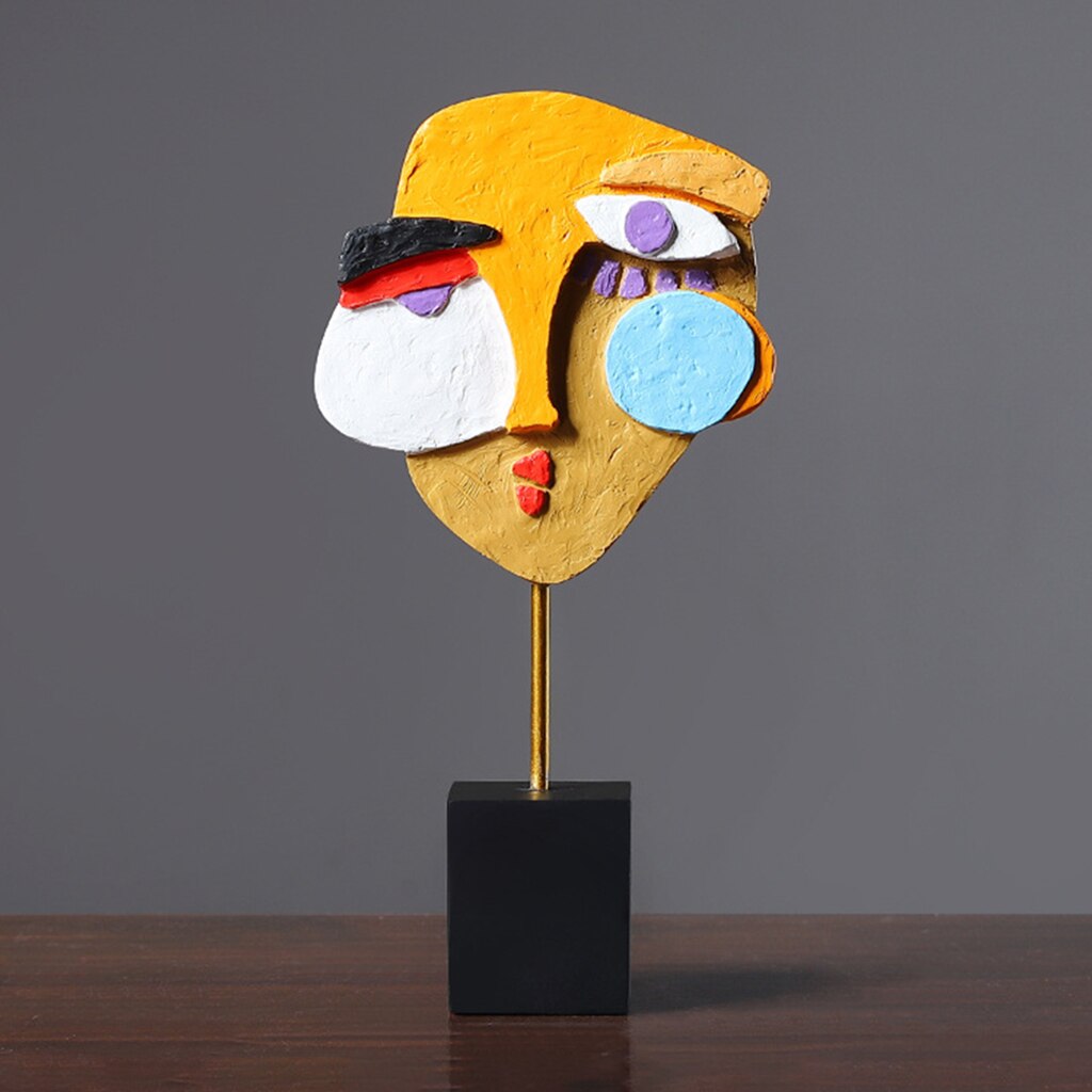 Modern Abstract Face Sculpture Ornament Statue Office Cabinet Shelf Artwork: A