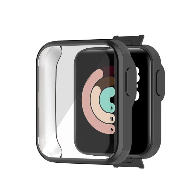 Dla Xiaomi Mi zegarek ochraniacz ekranu dla Xiaomi Mi zegarek Lite Redmi zegarek 1 2 okładka Ultra Slim inteligentny zegarek powłoka ochronna: Black / for Mi Watch Lite