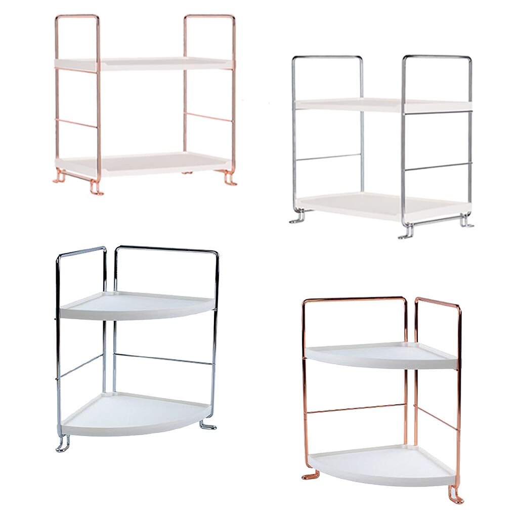 Metal Kitchen Shelf Storage Rack Bathroom Organizer 2 Tier Free Standing