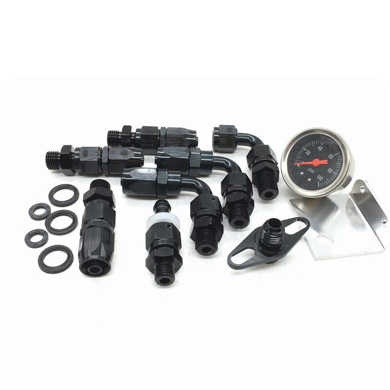 Universal Adjustable Fuel Pressure Regulator Oil 100psi Gauge AN 6 Fitting End AN6 Oil Hose Fitting EFI