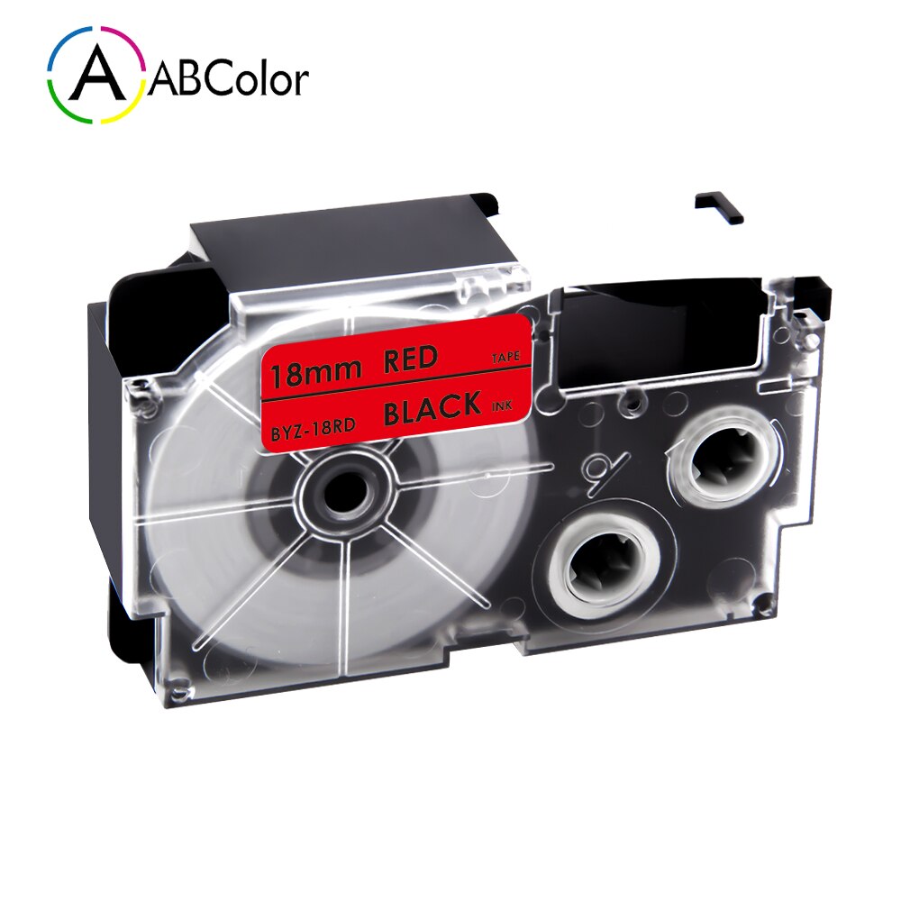 16 Colors XR-18X XR-18WE Labels For CASIO 18mm XR-18X XR-18YW Tape Label Cartridges For CASIO KL-130 KL-120 KL-430 Label Maker: Black on Red