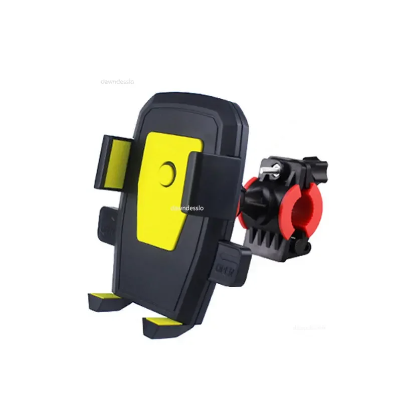 Motorcycle Bicycle Phone Holder Stand Auto Lock Moto Mobile Phone Holder Motor Bike Handlebar Clip Stand GPS Mount Bracket: Yellow