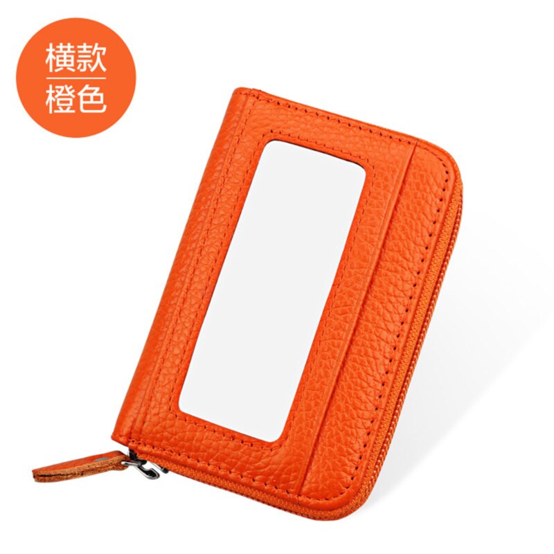 LKEEP-Mini cartera Vintage Unisex para hombre y mujer, monedero, tarjetas, portadores de identificación, PU sólido, billetera de cuero,: Orange 2